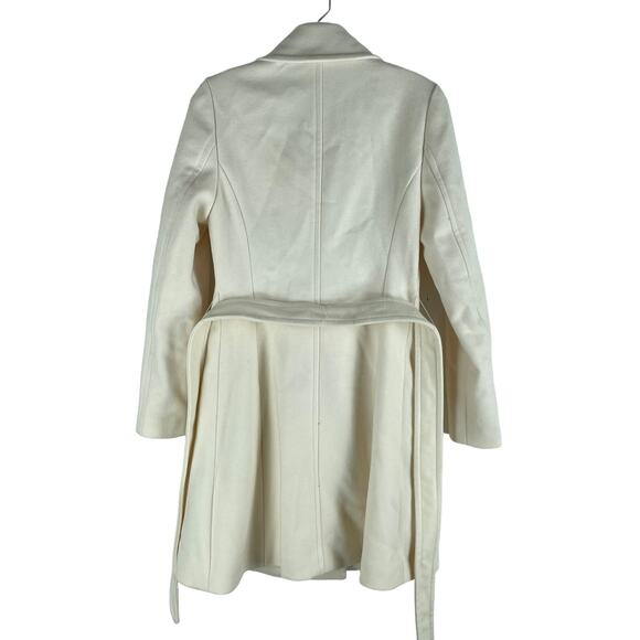 Express Premium Wool Blend Belted Double Breasted Coat Cream White Size XS - Picture 5 of 7
